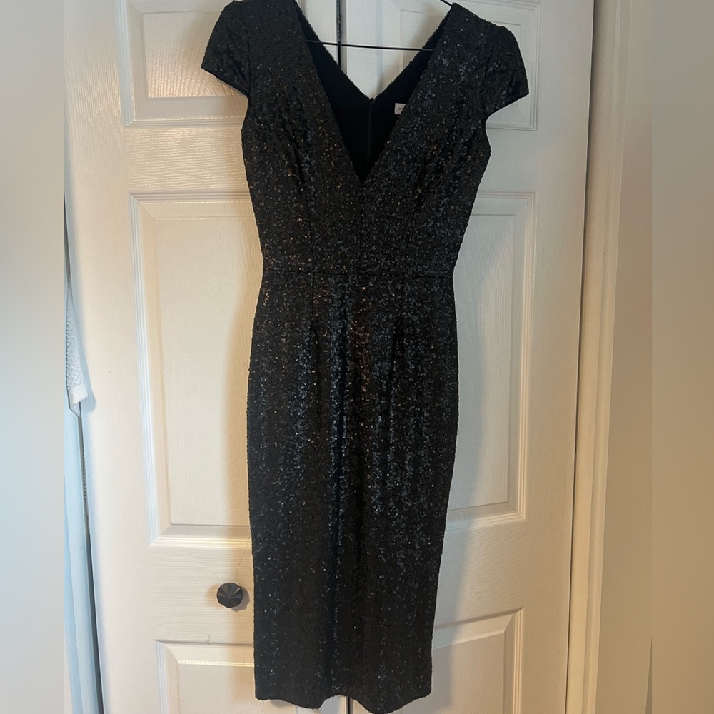 Black sequined midi dress